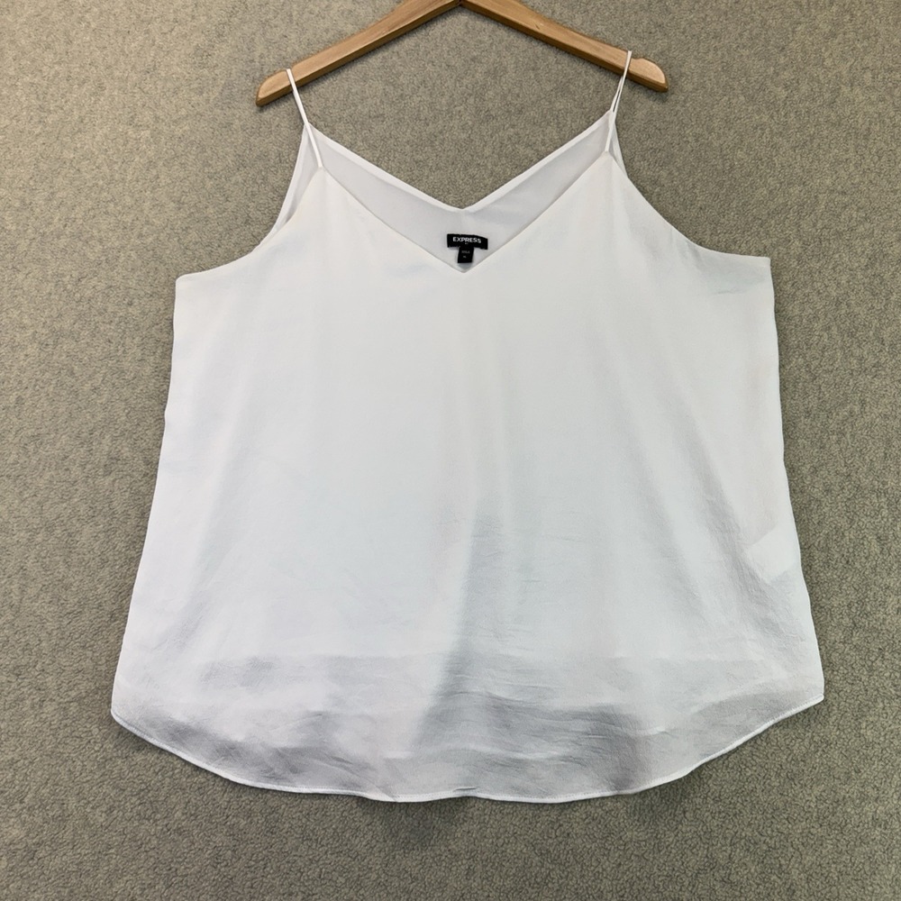 Express Womens Camisole Blouse White V Neck Spaghetti Strap Tank Top XL